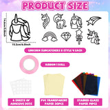 QOUBAI 32 Sets Unicorn Rainbow Suncatchers Craft Kit DIY Window Stained Glass Effect Diamond Star bow Paper Crafts Home School Classroom Decoration Kid Birthday Gift Creative Art Project Activity Game QOUBAI