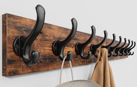 Tatub 38.6" Rustic Coat Rack Wall Mount with 10 Hooks, Large Coat Hanger Wall Mount, Heavy Duty Farmhouse Entryway Organizer Hooks for Hanging, Hat, Bag, Jacket Tatub