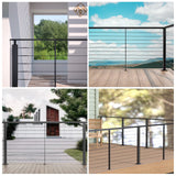 Muzata 4Pack Black Super Thin Intermediate Cable Railing Post 36 Inch 36"x3/8"x2" Level Drilled Surface Mount T304 Stainless Steel Cable Railing System Kit Indoor Outdoor PS32 BH4S Muzata