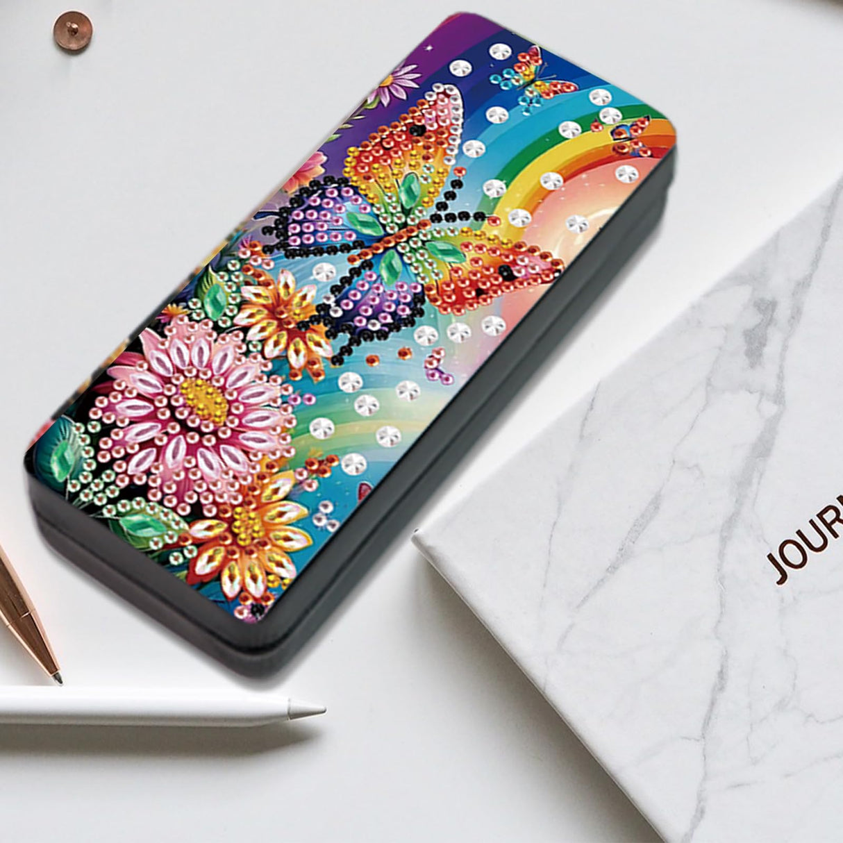 JISHSHAY Diamond Art Glasses Case Diamond Painting Sunglasses Case Diamond Art Kits for Adults Eyeglass Holder Diamond Painting Kits Eye Glass Holder Diamond Art Kits Eyeglass Holder Butterfly Flower JISHSHAY