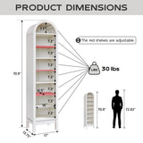 IFGET 71" Tall Arched Bookshelf, 8 Tiers Arch Bookcase with Storage, Modern Farmhouse Book Shelf with Adjustable Shelves, Wood Bookshelf w/Open Display Shelves for Living Room, Office (Antique White) IFGET