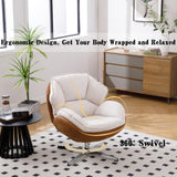 Ya-Home Modern Swivel Accent Chair, Chenille Upholstered Leisure Chair with Cozy Seat Silver Metal Base, Comfy Lounger Armchair Recliner Chair for Living Room Bedroom, 1PC, Beige Ya-Home