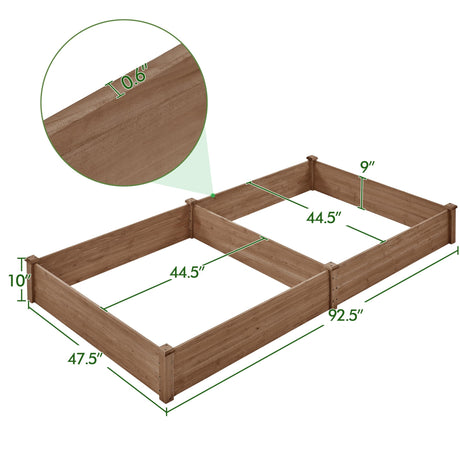 Yaheetech 8×4ft Wooden Horticulture Raised Garden Bed Divisible Elevated Planting Planter Box for Flowers/Vegetables/Herbs in Backyard/Patio Outdoor, 93 x 48 x 10in, Dark Brown Yaheetech