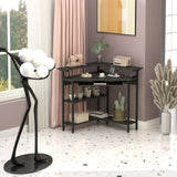 Auromie Corner Desk with Charging Station & LED Light, Triangle Corner Desk with Monitor Stand & Keyboard Tray for Small Space, Gaming Computer Desk with Storage Shelves for Home Office (Rustic) Auromie