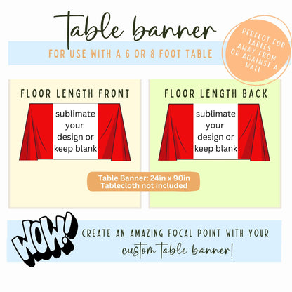 GET SNAPPIN White Table Banner, Table Runner, Sublimation Blanks, 100% Polyester Blank for Sublimation Printer, Decorations for Birthday Wedding Baby Shower Gender Reveal Tablecloth, 2ft x 7.5ft, 1pc