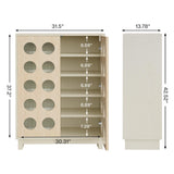 Tribesigns Shoe Cabinet with Adjustable Shelves: Modern Storage Buffet Cabinet with Acrylic Doors and LED Light, 5-Tier Wood Shoe Storage Organizer for Entryway, Living Room, Beige and Natural Wood Tribesigns