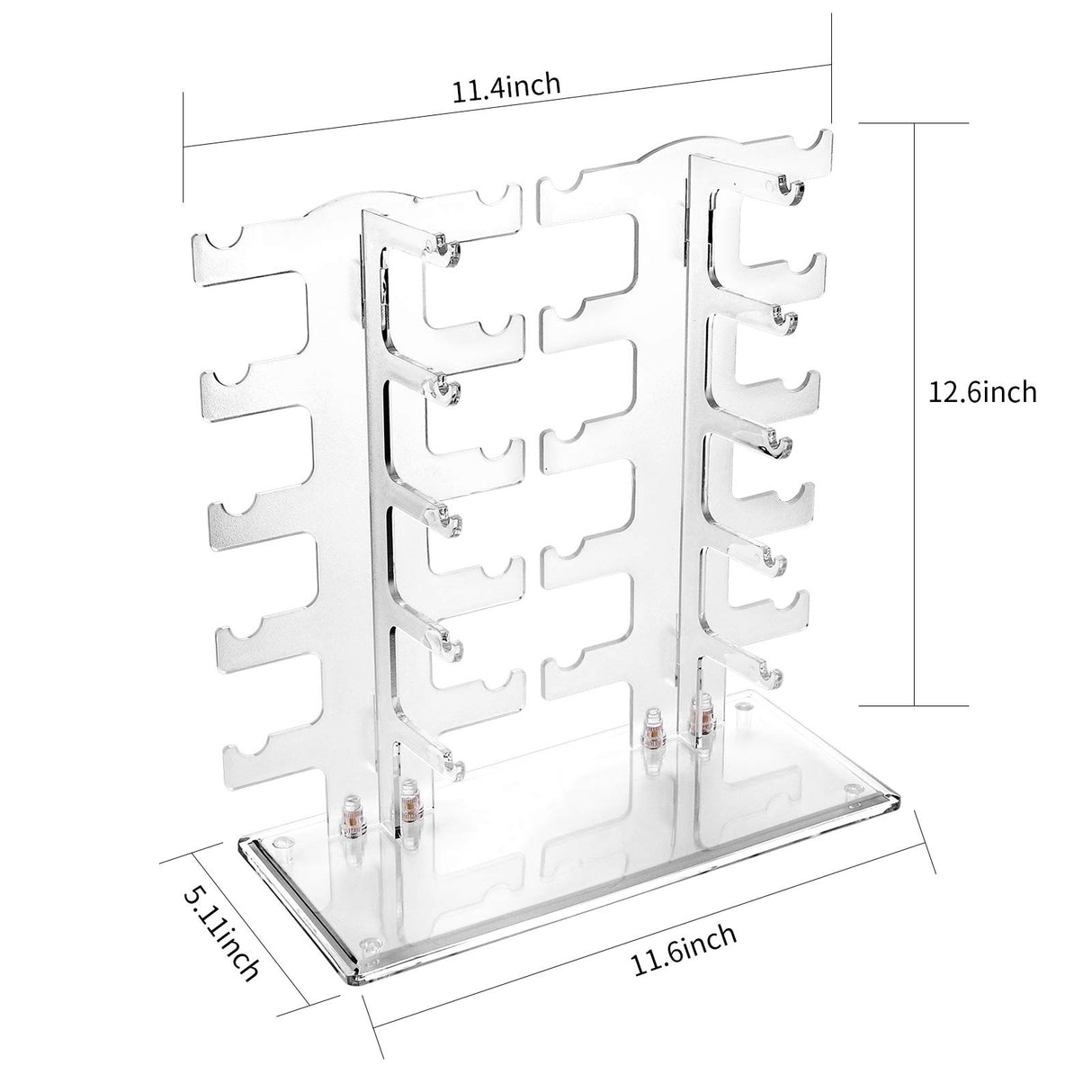 Lamoutor 2 Row Sunglasses Rack Holder Glasses Display Stand Transparent Lamoutor