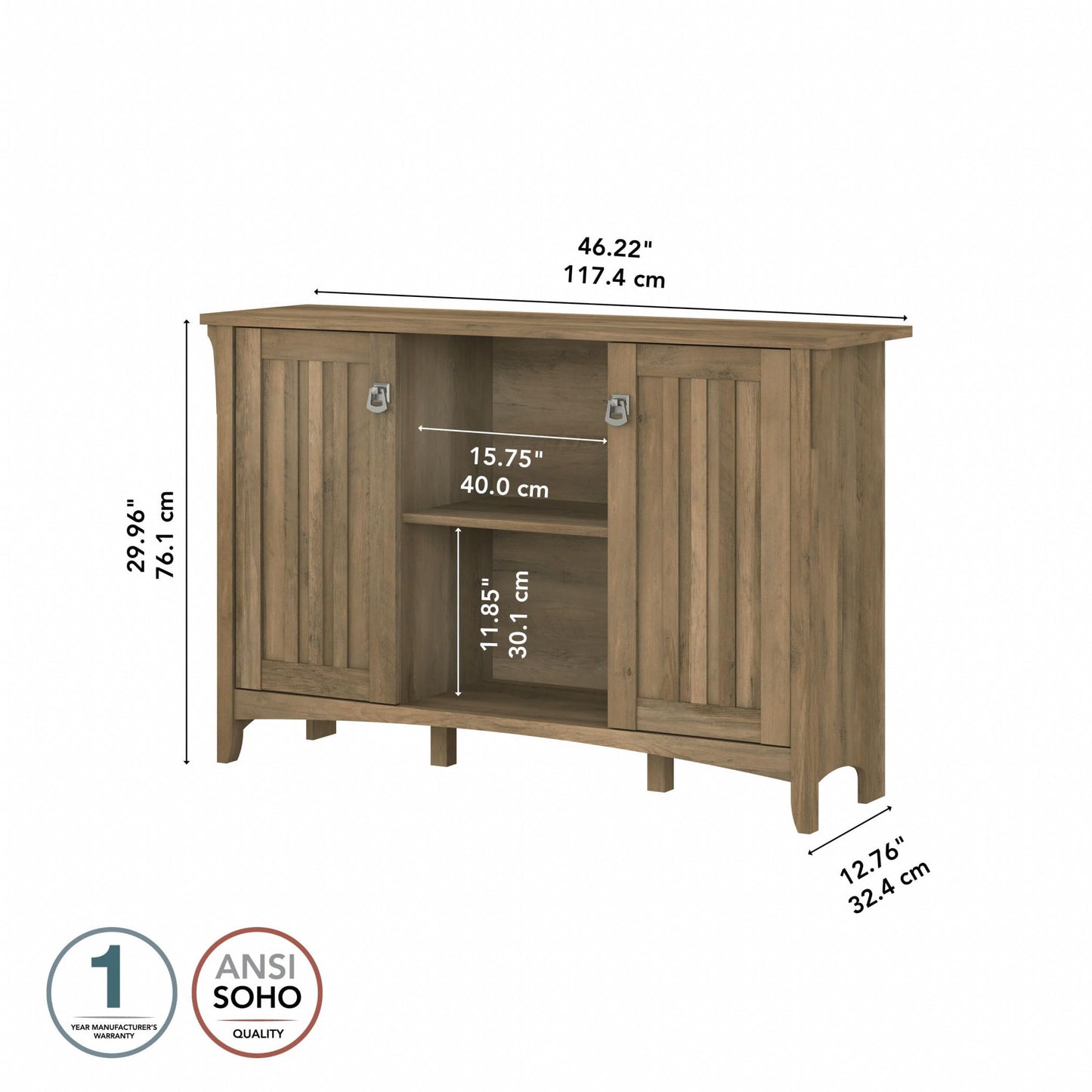 Bush Furniture Salinas Accent Storage Cabinet with Doors in Reclaimed Pine - WoodArtSupply