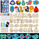 EAPHANT Kids Crafts, 30 PCS Arts and Crafts Painting Kits for Kids Activities Wooden Magnets to Paint EAPHANT