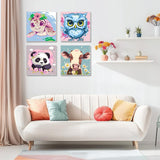 AILIBUT 4 Pack Animal Paint by Numbers Kit for Kids Age 4-12, Framed Canvas Paint by Number Animals Drawing Kit, Color by Number for Beginners, 8x8 Inch AILIBUT