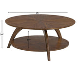 Martin Svensson Home LAX Retro Mid-Century Modern Round Wood Coffee Table with Lower Shelf, Cocktail Table for Living Room or Den. Walnut Brown. Martin Svensson Home