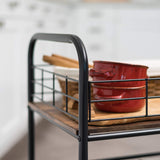 IRIS USA Wide Wood and Metal Rolling Storage Cart, Brown IRIS