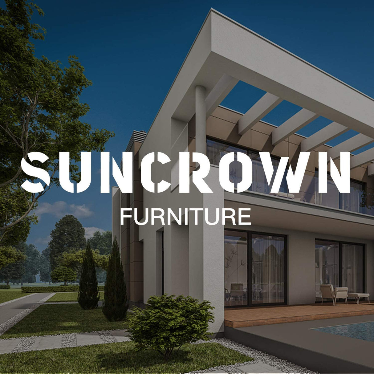 SUNCROWN Outdoor Round Sofa 5-Piece Patio Half-Moon Sectional Sets All Weather Wicker Conversation Furniture with Round Table and Thick Cushion (Light Brown) SUNCROWN