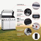 Monument Grills 6-Burner Convertible Natural Gas Smart bbq Grill Stainless Steel Denali 605 with BBQ Cover Monument Grills