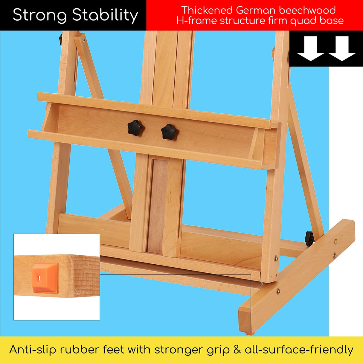 MEEDEN Large H-Frame Easel, Easel Stand for Painting, Painting Easels, Easel Stand for Display, Solid Beechwood Wooden Easels for Painting Canvas, Holds Canvases Up to 78", Natural Color MEEDEN