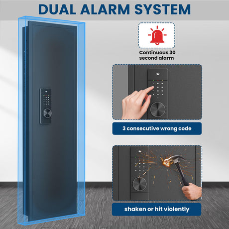 53.15" Tall Wall Safe Between the Studs 16" Centers, Hidden Wall Safes With Removable shelfs and Adjustable Gun Rack, Digital Keypad Wall Gun Safe for Home Rifle, Cash, Jewelry, Documents - Black ZenithZest