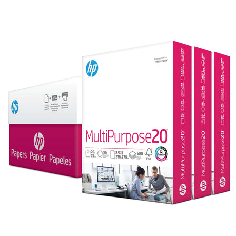 HP Printer Paper | 8.5 x 11 Paper | MultiPurpose 20 lb | 3 Ream Case - 1500 Sheets | 96 Bright | Made in USA - FSC Certified | 112530C HP