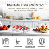 E-far Stainless Steel Baking Pan with Lid, 12⅓ x 9¾ x 2 Inch Rectangle Sheet Cake Pans with Covers Bakeware for Cakes Brownies Casseroles, Non-toxic & Healthy, Heavy Duty & Dishwasher Safe - Set of 2 E-far