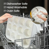 CAKETIME Silicone Muffin Pan, Metal Reinforced Frame Cupcake Pan 12 Cups Regular Size Easy to Move in or Out of Oven Non-Stick (2) CAKETIME