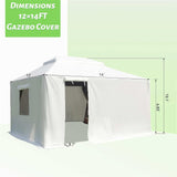 12x14ft Hardtop Canopy Gazebo Cover Outdoor Universal Winter Shelter with Side Walls and Mesh Windows Waterproof Durable Design Perfect for Backyard Patio Storage Weather Protection HbasdLH