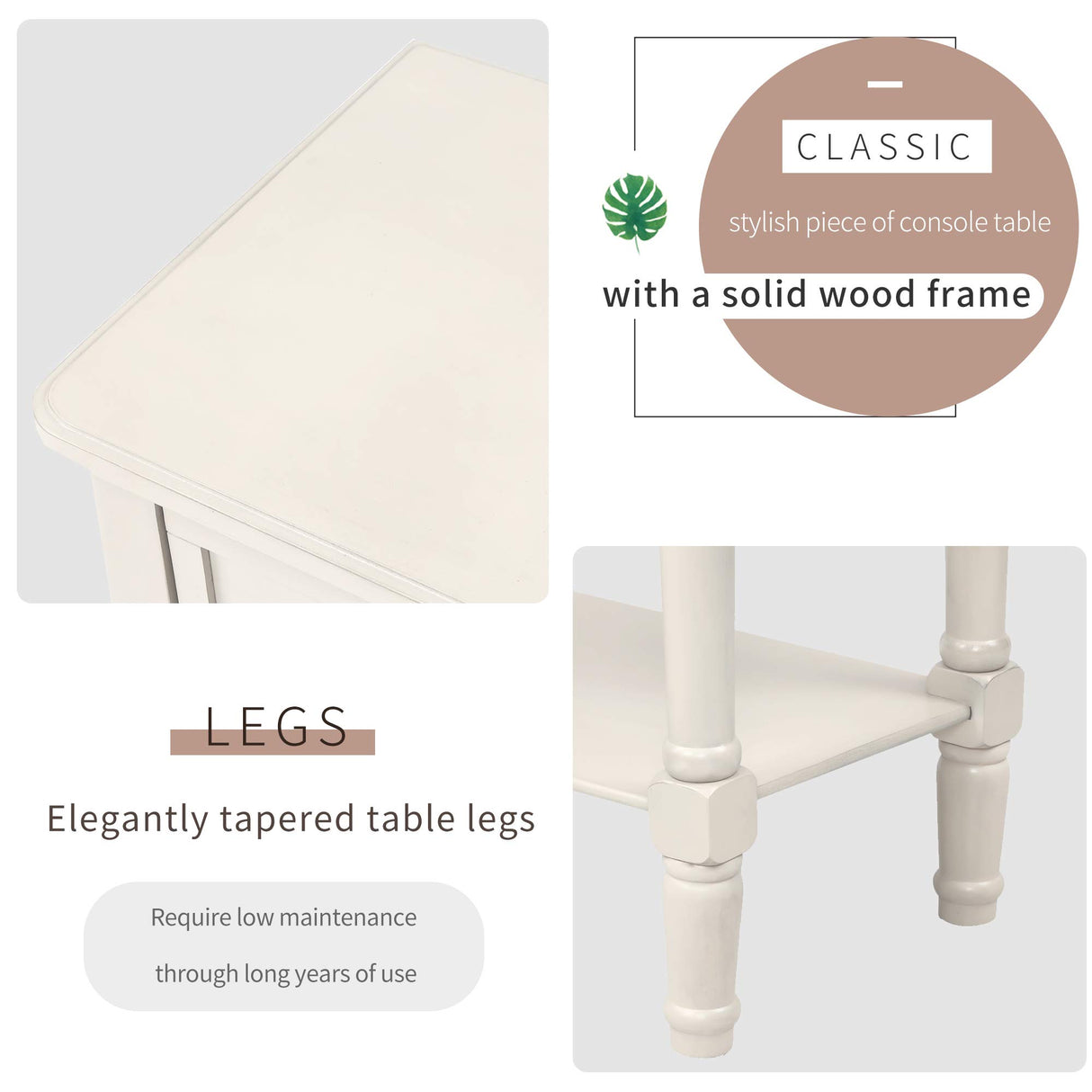 Lasadelgar 24" Small Console Table, Narrow Solid Wood Console Table with 3 Drawers and Open Shelf for Storage, Farmhouse Sofa Table for Living Room Lasadelgar