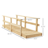 Outsunny 7' Wooden Garden Bridge with Safety Rails, Outdoor Footbridge for Ponds, Creeks, Backyard, Natural Outsunny