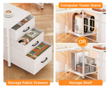 Coleshome 94" Computer Desk with Fabric Drawers & File Cabinet- 2 Person Home Office Desks with Power Outlet & LED Light, Long Writing Desk with Monitor Stand, Storage Shelves, Study/Work Table, White Coleshome