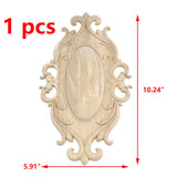Antrader 1-Pack Wood Carved Onlays Appliques,Oval Shaped Unpainted Solid Wood Carving Decal for Door Cabinet Cupboard Wall Ceiling,26×15cm Antrader