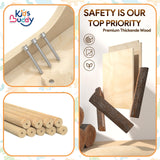 KidsBuddy Pikler Triangle Set with Cushion 9 in 1 Climbing Toys for Toddlers 1-3 Indoor Baby Climbing Gym Toddler Montessori Toys Wooden Climbing Toys with Maze Toys, Shape Sorting Toys, Dinosaur Car KidsBuddy