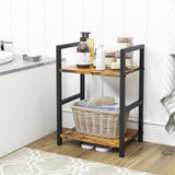 Katrawu Small Bookshelf for Small Space, 2 Tier Industrial Bookcase,Narrow Book Case Storage Organizer Book Shelf for Living Room, Bedroom and Office, Easy Assembly(2 Tier,Rustic Brown) Katrawu