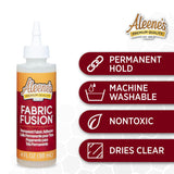 Aleene's Fabric Fusion Permanent Fabric Adhesive 4 fl. oz. Washable Fabric Glue for Clothes, Denim, Leather, Patches, Polyester, Cotton, Fabrics, Dries Flexible Aleene's