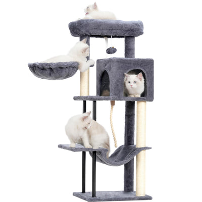 Gitelsnour Cat Tree, Cat Tower for Indoor Cats, 43.3 inch Cat Tree Tower with Sturdy Steel Tube, Cat Hammock, Cat Condo for Small Cats and Kittens, Cat Scratching Post, Smoky Gray GCT004SG