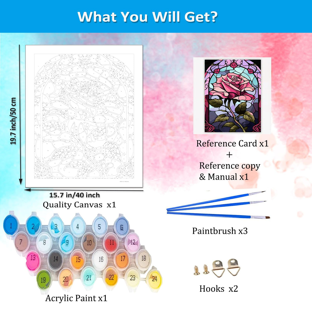 Artunion Red Rose Paint by Numbers for Adults Beginner, Red Flower Paint by Number Kits, DIY Oil Painting Paint by Number Kits on Canvas Arts Craft for Home Wall Decor 16x20 Inch Artunion