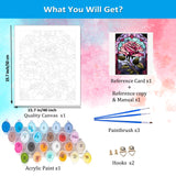 Artunion Red Rose Paint by Numbers for Adults Beginner, Red Flower Paint by Number Kits, DIY Oil Painting Paint by Number Kits on Canvas Arts Craft for Home Wall Decor 16x20 Inch Artunion