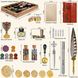 YICMY Feather Pen Pheasant Quill Pen and Ink Set,Caligraphy Kits for Beginners, Feather Pen and Ink Set With Leather Journal Notebook,Wax Seal Kit,7 Wax Seal Stamp Heads,Calligraphy Pens for Gift YICMY