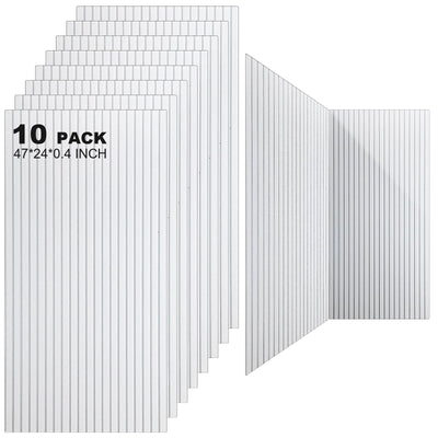 Woanger 10 Pack Large Acoustic Panels, Soundproof Sound Absorbing Wall Panels, 47 x 24 Inch Self Adhesive Acoustic Sound Dampening Panels for Room Recording Studio(White)