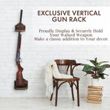 TESLYAR Gun Rack Holder Wall Mount Hold Up Displays Vertical Gun Rack and Shotgun Hooks Store Rifle Shotgun Bow Real Hardwood Hanger Brown TESLYAR