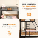 Zevemomo Twin Over Full Bunk Bed with Trundle, Metal Triple Bunk Bed with Full Length Protect 2 Side Ladders Bed Frame for Boys Girls Adults, No Box Spring Needed, Black Zevemomo