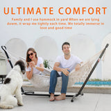 SXSEAGLE Double Hammock with Stand Upgraded Phone Holder Portable Heavy Duty Stainless Steel Indoor Outdoor Patio Yard Beach with Carrying Case （2022 Beige） SXSEAGLE