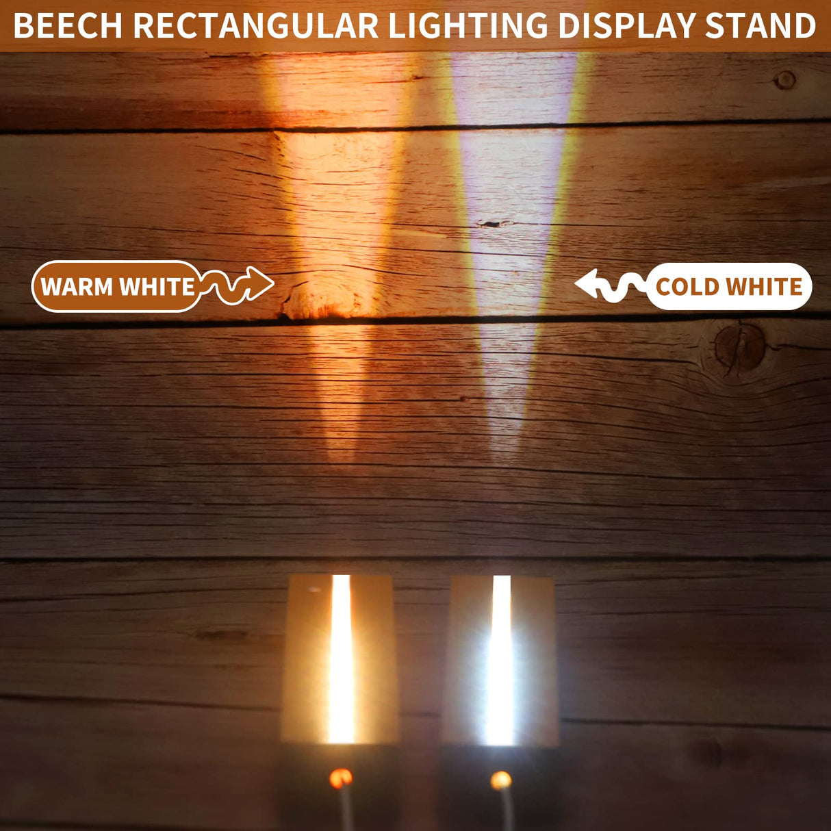 TSLBW LED Lights Display Base, Wooden Light Display Stand, Square, Warm/White Light, 20.0 cm x 10.0 cm x 4.0 cm, Wood, Pedestal, Non-Assembly Required TSLBW