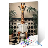 Cute Giraffe on The Toilet Paint by Numbers for Adults Beginner Funny Animals DIY Acrylic Painting by Numbers Painting Kit Gifts Arts Crafts for Home Wall Bathroom Decor16x20Inch Frameless Tucocoo