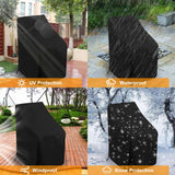 Stacking Outdoor Chair Cover Waterproof, Uranshin Outdoor Patio Furniture Covers Stacked Chairs 210D, Lounge Chair Covers Outdoor Stack Chairs for All Weather Protection, Black, 25"L x 25"W x 47”H Uranshin
