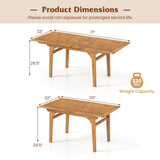 Tangkula Acacia Wood Patio Expandable Dining Table for 6-8, 71 Inches Outdoor Dining Table with 1.97" Umbrella Hole, for Garden, Lawn, Yard and Poolside Tangkula