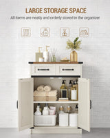 Bathroom Storage Cabinet, Freestanding Bathroom Floor Cabinet with Drawers & Doors, Farmhouse Buffet Cabinets with Adjustable Shelf, for Kitchen, Living Room, Entryway, White Brown SC62414X Hzuaneri