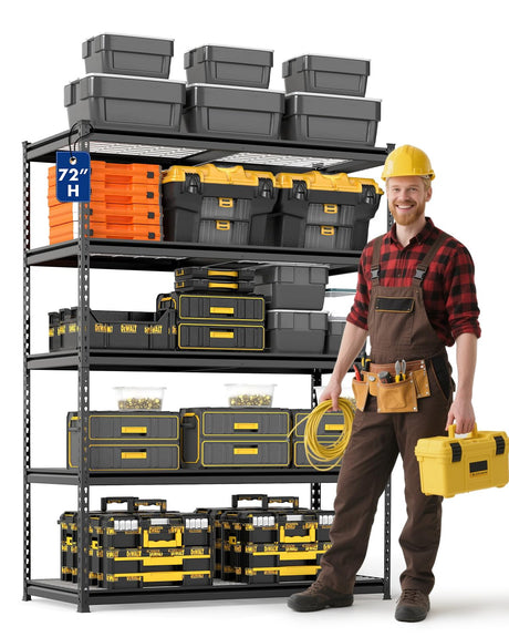 WORKPRO 5-Tier Heavy Duty Metal Shelving Unit, 72”H x 48”W x 24”D, Adjustable Storage Rack with 4000 lbs Capacity, for Garage, Basement, Workshop, Warehouse WORKPRO