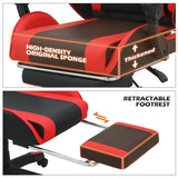 MoNiBloom Gaming Chair with Footrest High Back Video Game Chair with Headrest & Lumbar Support Height Adjustable Leather Swivel Computer Chair for Adult Teen Office or Gaming, Red MoNiBloom