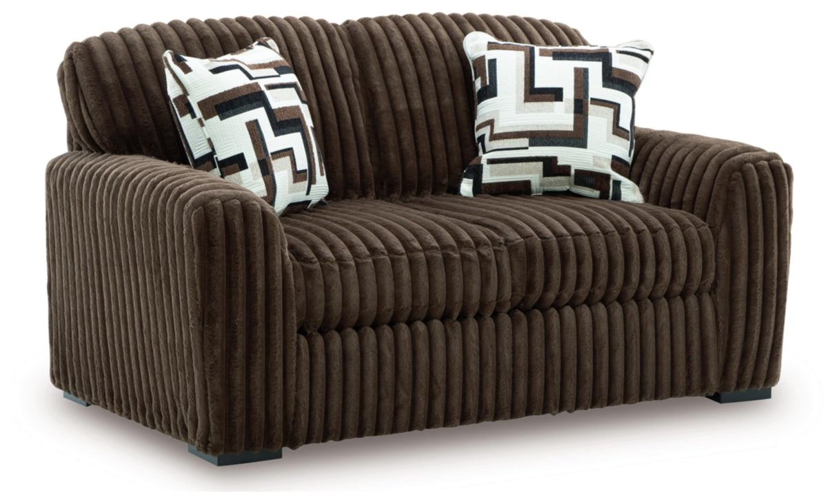 Signature Design by Ashley Midnight-Madness Modern Anti Sage Loveseat with Reversible Cushions, Dark Brown Signature Design by Ashley