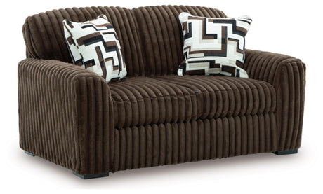 Signature Design by Ashley Midnight-Madness Modern Anti Sage Loveseat with Reversible Cushions, Dark Brown Signature Design by Ashley