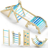BlueWood 2024 8 in 1 Pikler Triangle Climbing Set Montessori Climbing Set Toddler Climbing Toys Indoor Baby Jungle Gym Pikler Climbing Toys Toddler Climber Indoor Playground for Kids - Sky Blue BlueWood