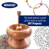 MegaCast Wooden Bead Spinner, Bead Loader Spinner with Needle Jewelry Making Bead Holder for Craft Stringing Beads MegaCast
